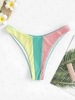 Bas de Bikini Côtelé à Jambe Haute M Vert
