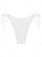 Bas de Bikini Côtelé à Lacets Ajustable L Blanc