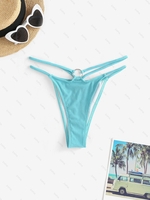 Bas de Bikini Côtelé Anneau en O à Bretelle L Bleu