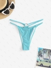 Bas de Bikini Côtelé Anneau en O à Bretelle S Bleu