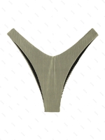 Bas de Bikini Côtelé Bicolore à Coupe Haute L Vert