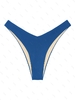 Bas de Bikini Côtelé Bicolore à Coupe Haute S Bleu profond