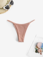 Bas de Bikini Côtelé en Couleur Unie L Orange clair