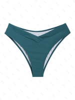 Bas de Bikini Côtelé en Couleur Unie Xxl Vert profond
