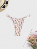 Bas de Bikini Côtelé Floral S Blanc