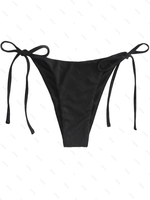 Bas de Bikini Côtelé Tanga L Noir