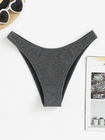 Bas de Bikini Métallisé à Coupe Haute M Noir