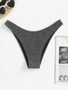 Bas de Bikini Métallisé à Coupe Haute S Noir