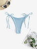 Bas de Bikini Métallisé Noué Ajustable M Bleu clair