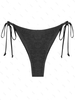 Bas de Bikini Métallisé Noué Ajustable M Noir