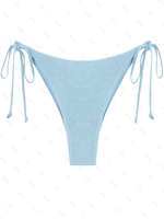 Bas de Bikini Métallisé Noué Ajustable S Bleu clair