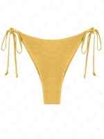 Bas de Bikini Métallisé Noué Ajustable S Jaune