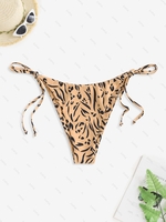 Bas de Bikini Noué à Côté à Imprimé Animal M Café lumière