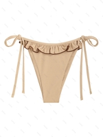 Bas de Bikini Noué à Côté à Volants S Café lumière