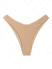 Bas de Bikini Rayé à Jambe Haute S Café