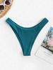 Bas de Bikini Simple Côtelé S Bleu