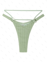Bas de Bikini Tanga String Texturé Torsadé M Vert