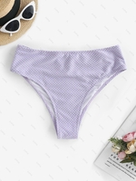Bas de Bikini Texturé à Taille Haute S Pourpre