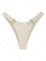 Bas de Bikini Texturé Anneau en O en Jacquard L Café lumière