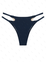 Bas de Bikini Texturé Découpé à Côté S Bleu profond