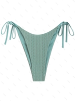 Bas de Bikini Texturé Noué à Côté L Bleu clair