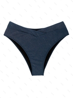 Bas de Maillot de Bain Côtelé Brillant Métallique Xxl Bleu profond