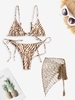 Bikini à Cordes en Forme de Coquillage et Jupe en Crochet Taille unique Café lumière