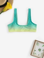 Bikini Côtelé en Dégradé de Couleurs L Vert