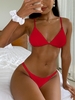 Bikinis à Taille Basse à Bretelles Spaghetti M Rouge