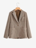 Blazer à Carreaux Epaule Matelassée avec Poche L Café profond