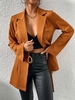 Blazer à Col Tailleur avec Ceinture L Café