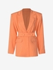 Blazer Bouton Détaillé Ceinturé à Rabat à Revers M Orange