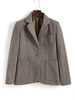 Blazer Carreaux à Grille avec Poche en Avant en Tweed M Café lumière