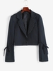 Blazer Court à Rayure Fine à Revers M Bleu profond