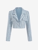 Blazer Court avec Un Bouton en Tweed S Bleu clair