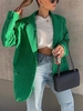 Blazer en Couleur Unie avec Bouton et Poche L Vert