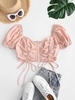 Blouse Corset Plissée à Volants à Manches Bouffantes M Rose léger