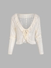 Blouse en Dentelle Transparente Florale à Volants S Café lumière