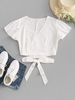 Blouse Enveloppée Plongeante à Taille Superposée M Blanc