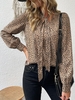 Blouse Léopard Animal avec Nœud Papillon L Café