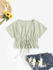 Blouse Plongeante Nouée Plissée à Cordon S Vert clair