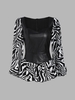 Blouse Péplum à Imprimé Zèbre en PU Inséré M Noir