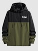 Blouson à Capuche Pull-over à Zip Bicolore Denim S Vert armée
