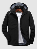 Blouson Coupe-vent à Capuche et Fermeture Glissière M Noir