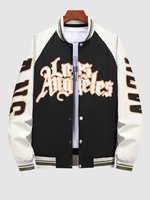 Blouson de Base-ball LOS ANGELES Tropicale Brodée à Manches Raglan Xl Noir