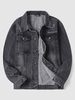 Blouson Lettre Brodée Extensible en Denim L Noir