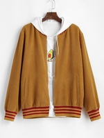 Blouson Rayé Imprimé en Velours Côtelé L Deep yellow