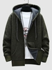 Blouson Tricoté à Capuche à Doublure en Molleton S Vert profond