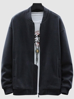 Blouson Zippé avec Poche en Laine Xs Bleu profond