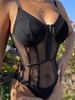 Body à Bretelle Au Crochet en Résille M Noir